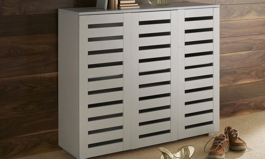 Image 1: Furniture Dealz Oslo 3 Door Shoe Storage Cabinet