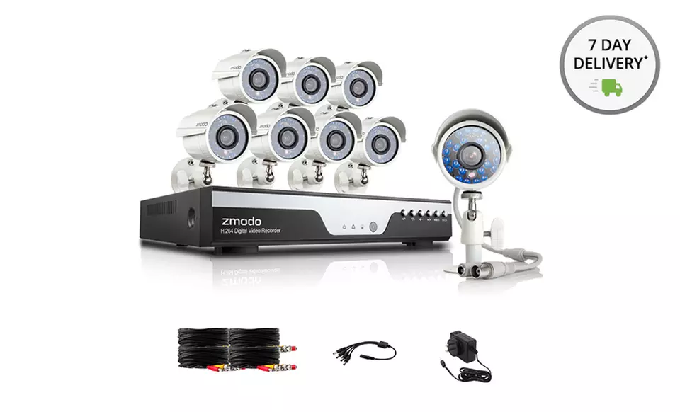 Zmodo 8-Channel 960H DVR Security System with 1TB Memory and 8 700TVL IR Night Vision Cameras. Free Returns. - Primary Image