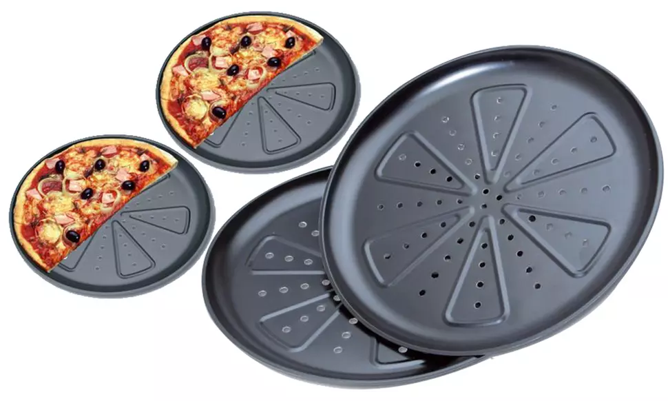 One, Two or Four CHG Two-Piece Non-Stick Pizza Baking Tray Sets - Image 4