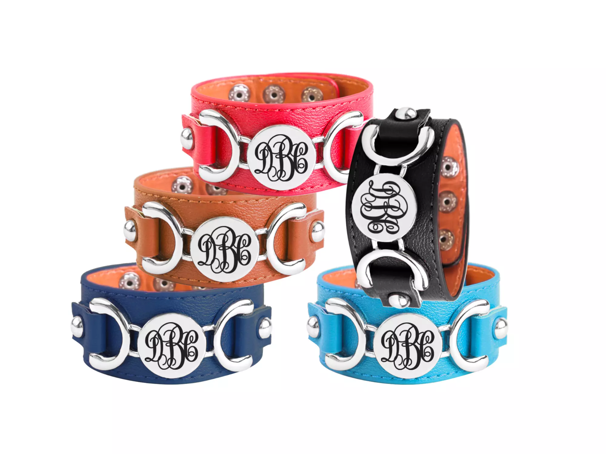 Five Personalized Initial Leather Bracelets
 at MonogramHub (Up to 50% Off) - Second Medium
