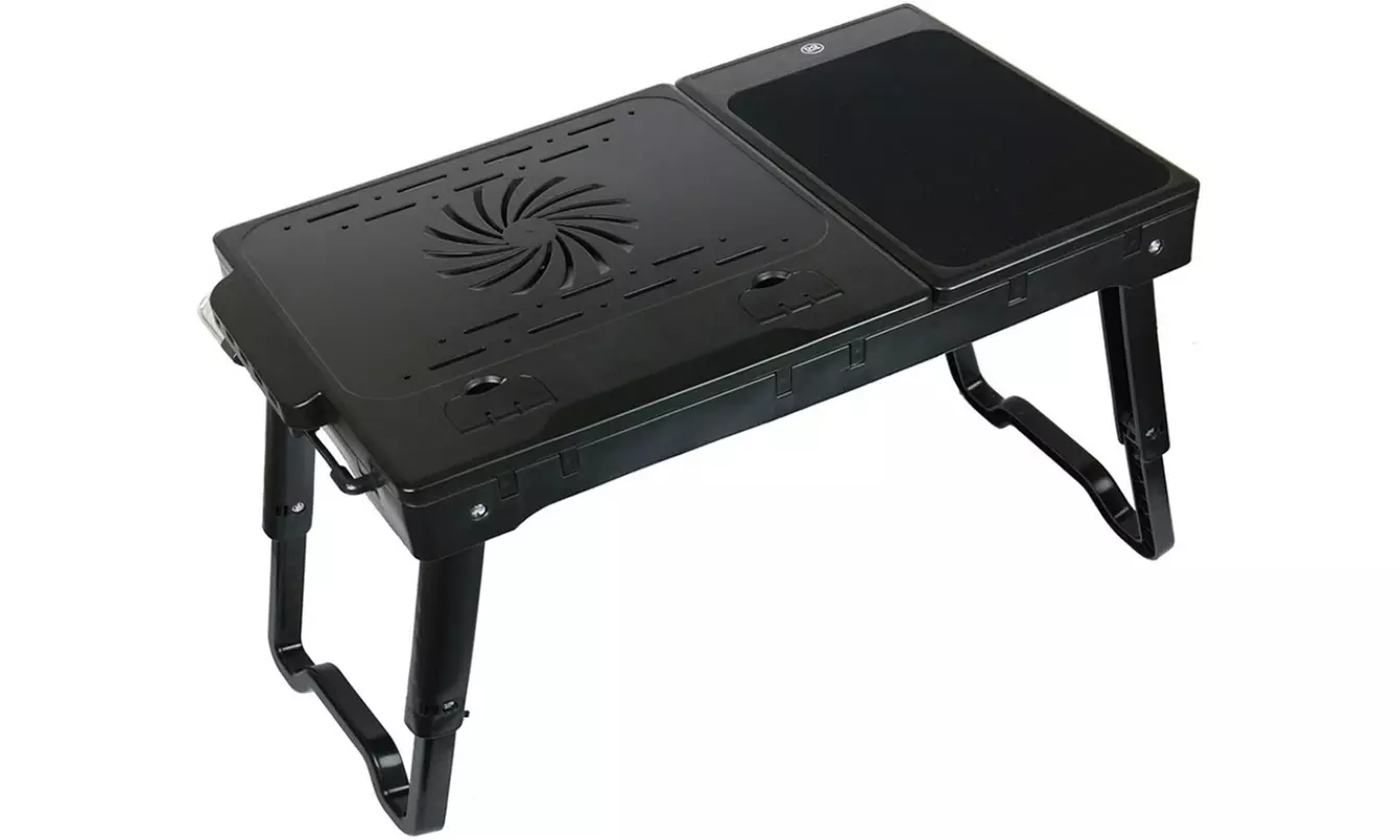 Multifunctional Laptop Table Stand with Built-in Cooling Fan and LED Light - Second Medium