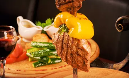 $49 for a Brazilian Dinner for Two with a Bottle of Wine at Red & Green Brazilian Steakhouse (Up to $99.89 Value) - Primary Image