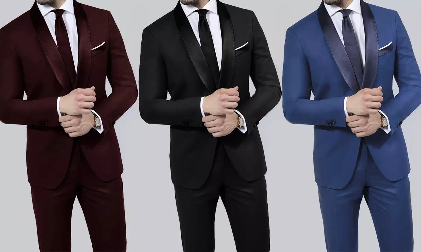 Braveman Runway 2-Piece Slim-Fit Tuxedo with Free Bow Tie - Primary Image