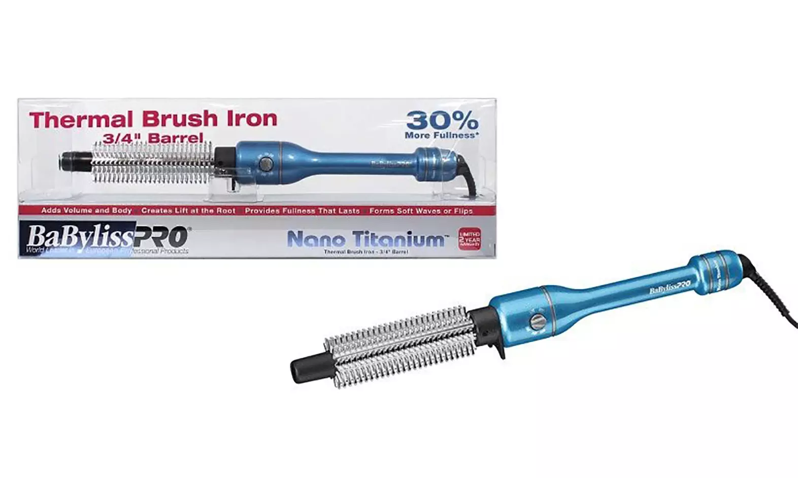 BaByliss Pro 1" or 3/4" Nano Titanium Thermal Brush Iron - Second Medium