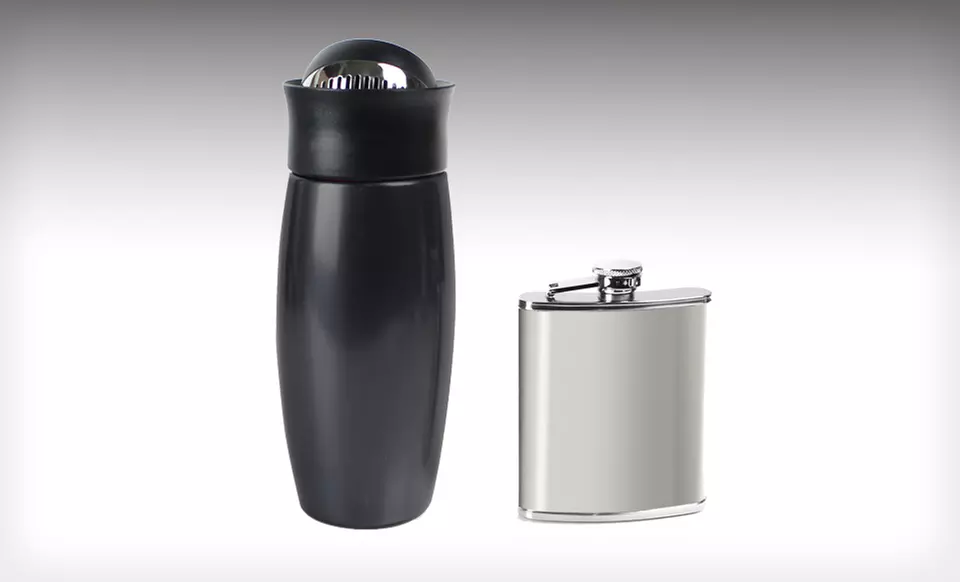$12.99 for a Metrokane Flip-Top Drinks Shaker and Flask in Gunmetal Gray or Red ($54.90 List Price) - Second Medium