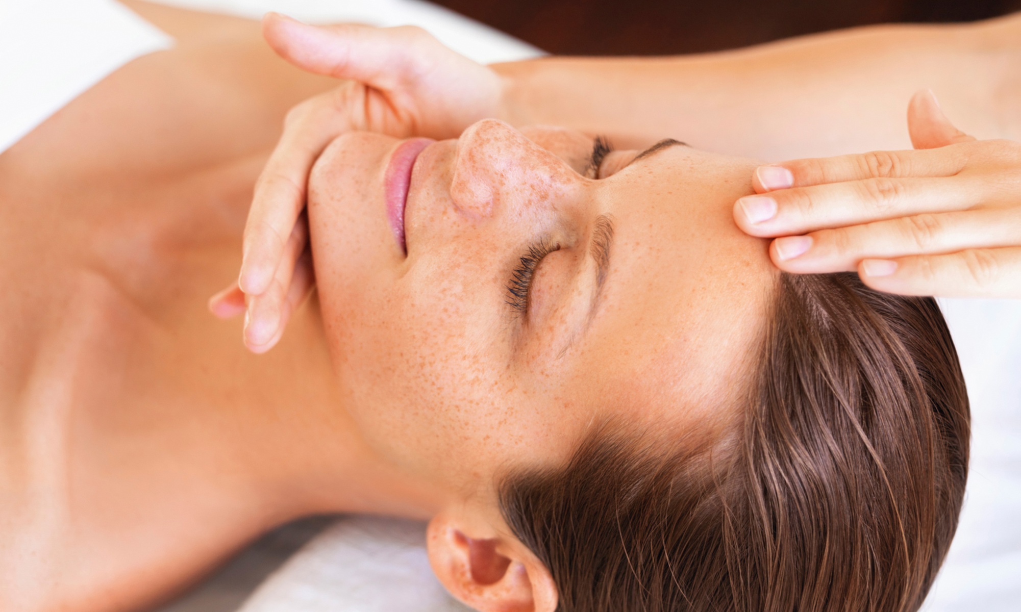 Relaxing facial treatments including multivitamin peel and massage