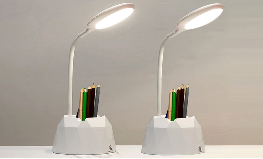 Image 14: Dimmable LED Desk Lamp with Phone and Pen Holder