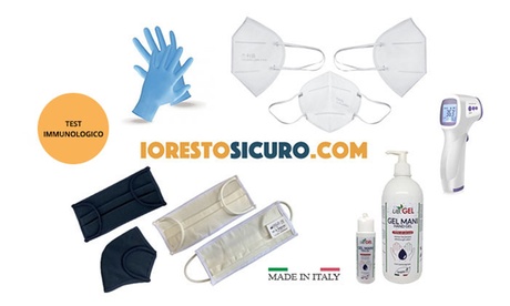Mascherine viso riutilizzabili in omaggio, gel igienizzanti, test immunologico o sconto 30% su IoRestoSicuro.com