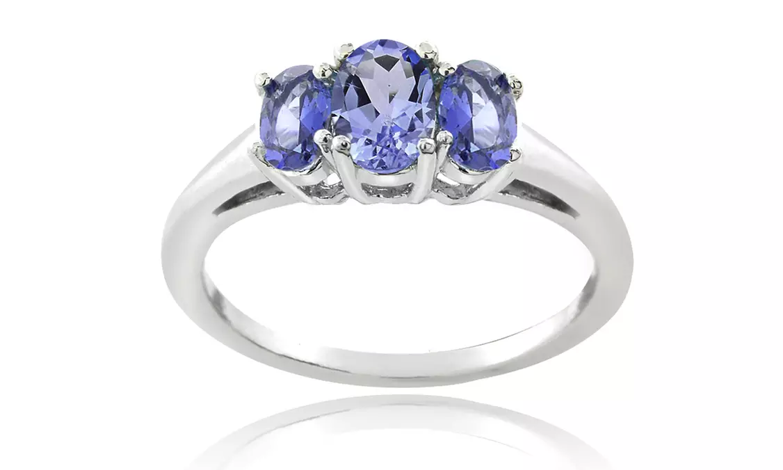 Sterling Silver Tanzanite 3-Stone Ring - Primary Image