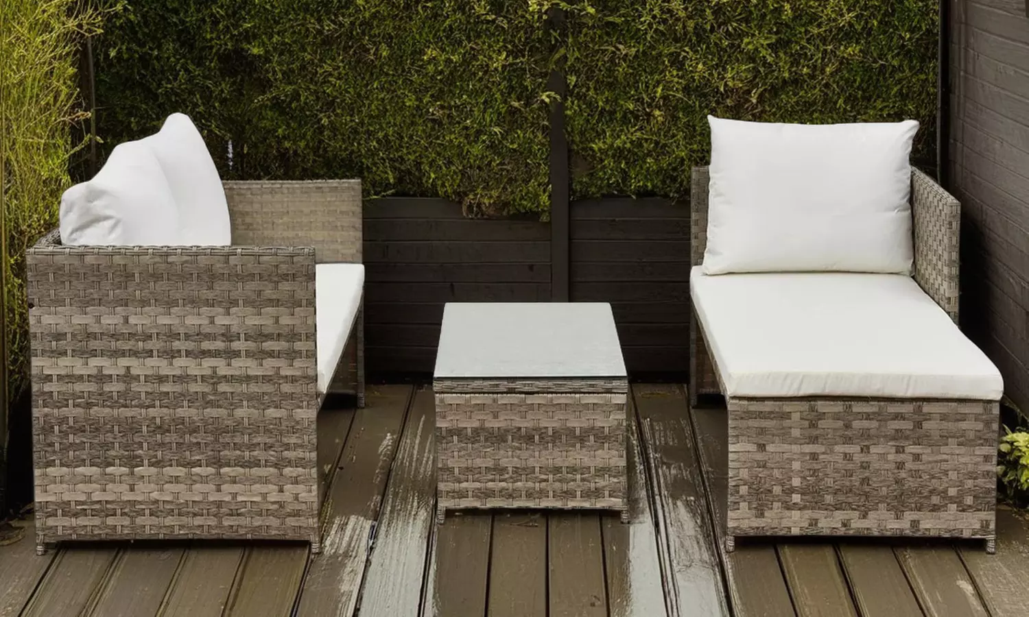 Florence 3-Seater L-Shaped Garden Corner Sofa Set with Table