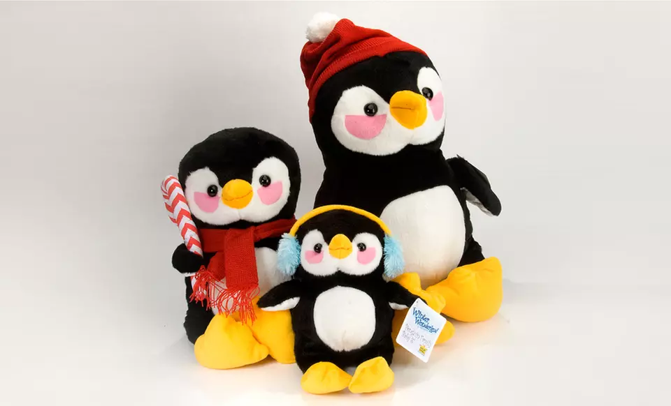 Winter Wonderland 3-Piece Plush Moose, Penguin, or Snowman Family Set. - Second Medium