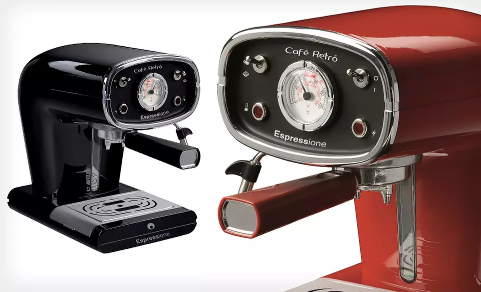 $159.99 for an Espressione Café Retró Espresso Machine in Black or Red ($400 List Price). Free Shipping and Returns. - Primary Image