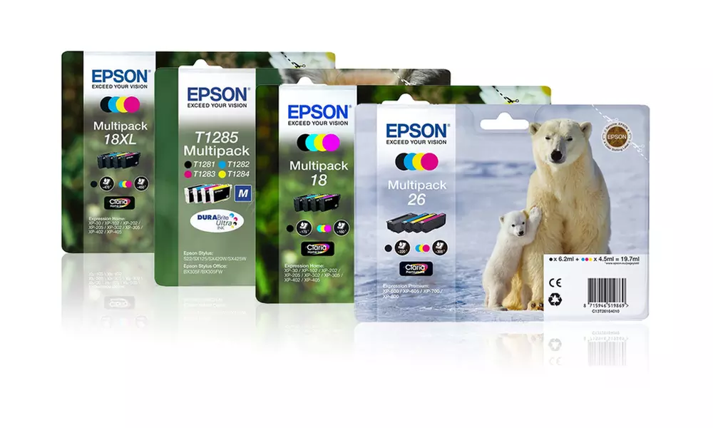 Epson 4 Multipack (Black, Cyan, Magenta, Yellow) Colour Durebrite Ink Cartridge Sets £20.50 - £37.98 (Up to 47% Off) - Primary Image
