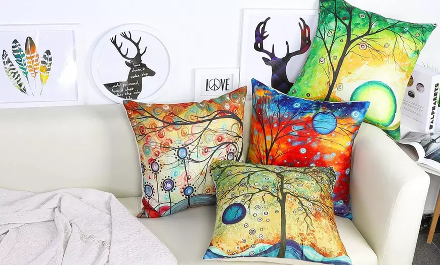 Image 1: 4 ou 8 housses de coussin avec motifs arbres