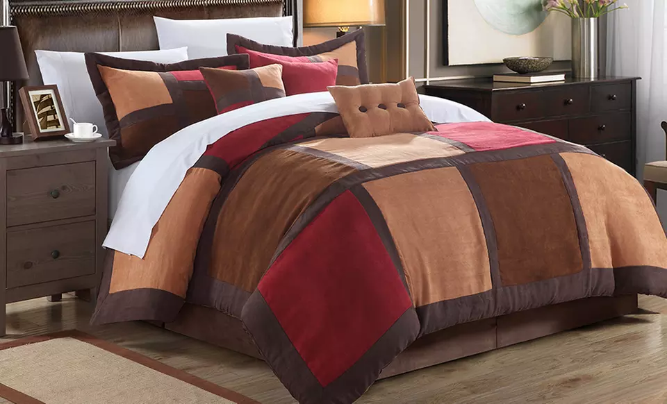 Microsuede Patchwork Comforter Set (7-Piece) - Primary Image