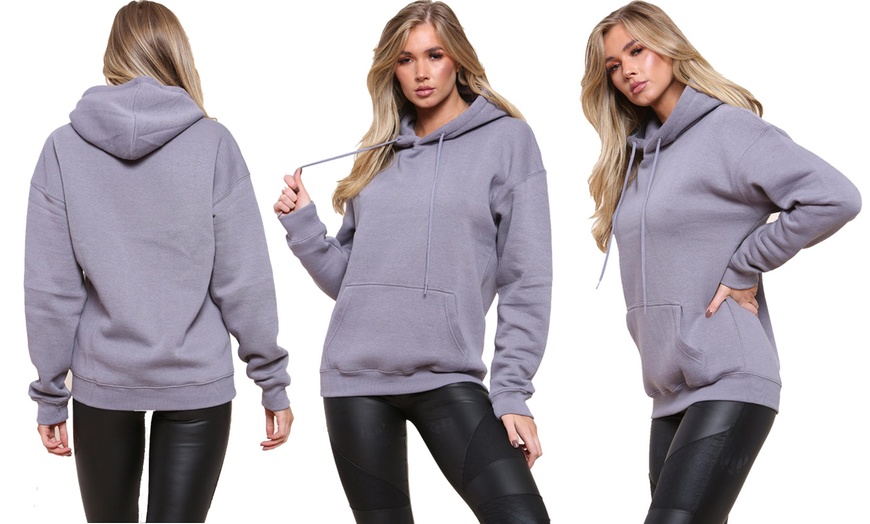 Image 4: Women's Long Fleece Lined Hooded Sweatshirt