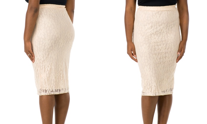 plus size lace pencil skirt