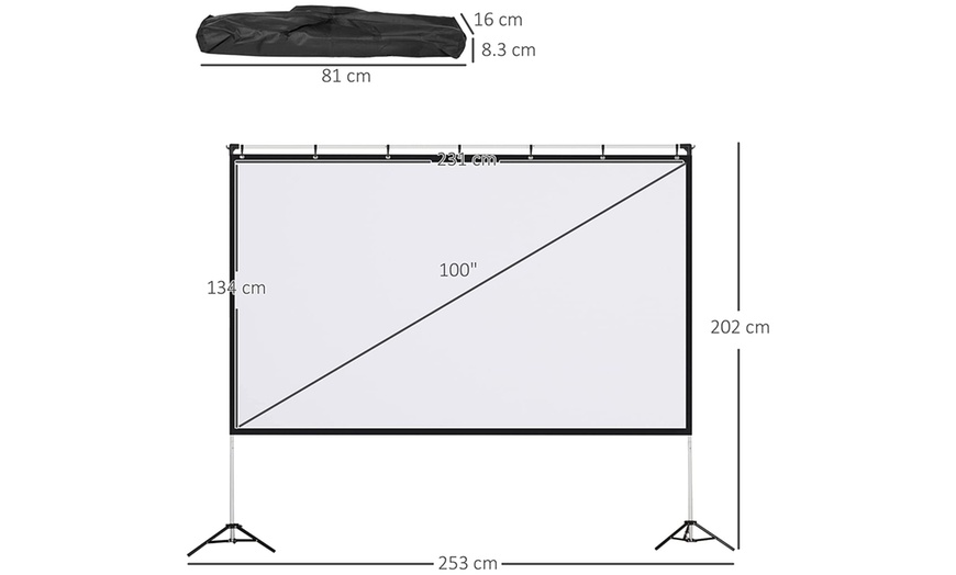 Image 10: HomCom Projector Screen and Stand