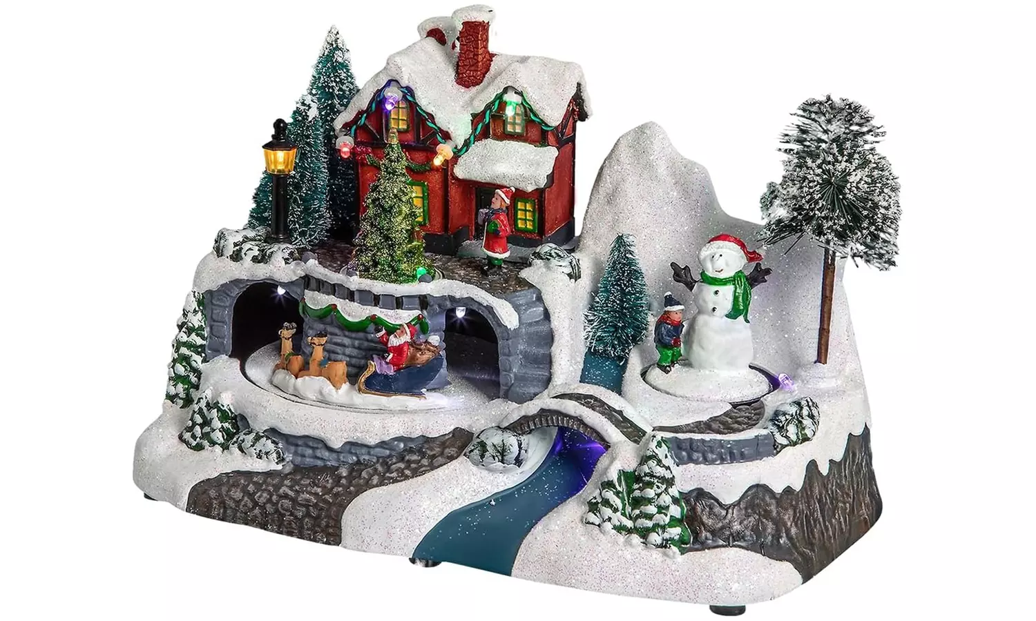 Weihnachtliche Szene mit Musik und Beleuchtung