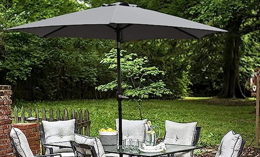 Image 3: 2.7M Garden Parasol with Hand Crank Tilt Function