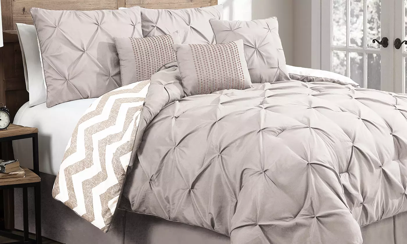 Ella Pinch-Pleat Reversible-Comforter Set (7-Piece) - Primary Image