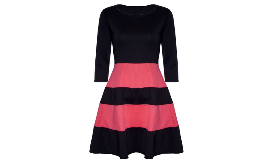 Image 2: Robe patineuse avec rayures effet "colorblock"