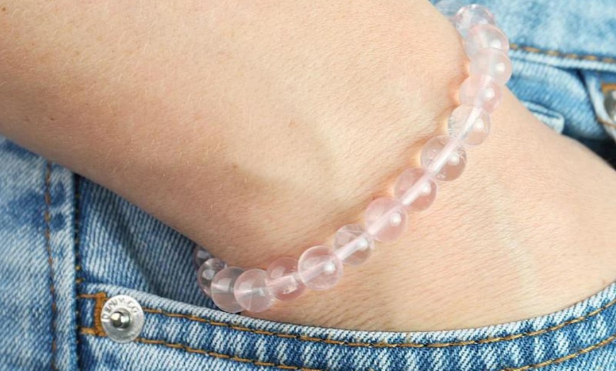 Image 1: 1, 2 ou 4 bracelets de paix avec pierres naturelles de quartz rose