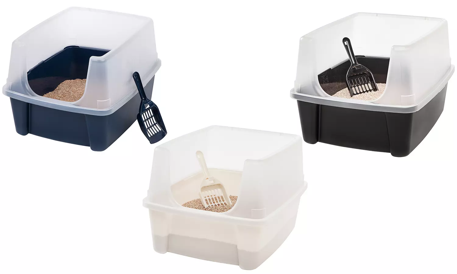 IRIS Open-Top Litter Box with Shield and Scoop - Primary Image