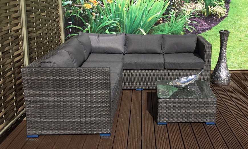 Image 2: Rattan-Effect Dining Sofa Set