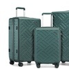 Image 2: Three-Piece Sleek Geometric Pattern Hard Shell ABS+PC Suitcase Set 