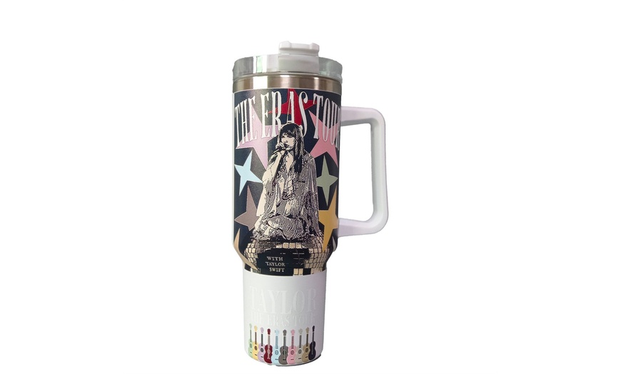 Image 8: Taylor Swift Themed 40oz Stainless Steel Travel Mug