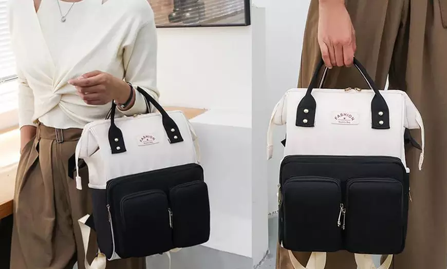 Image 1: Water-Repellent Large Diaper Backpack