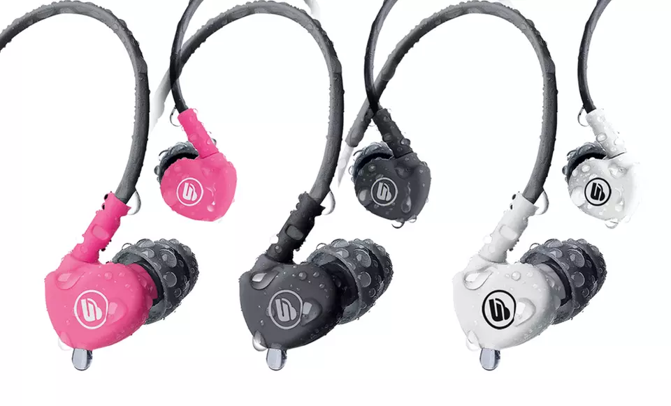 Merkury Innovations Sweat-Proof Sport Earbuds with Mic in Black, Pink, or White (UB-EMS90). Free Returns. - Primary Image