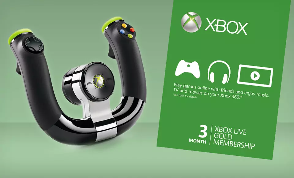 Microsoft Xbox 360 Wireless Speed Wheel with 3 Months of Xbox LIVE Gold. Free Shipping. - Primary Image