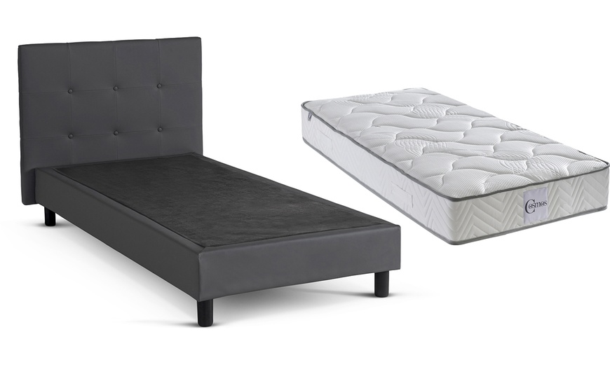 Image 20: Lit fixe Triomphe similicuir, matelas "Cosmos" en option