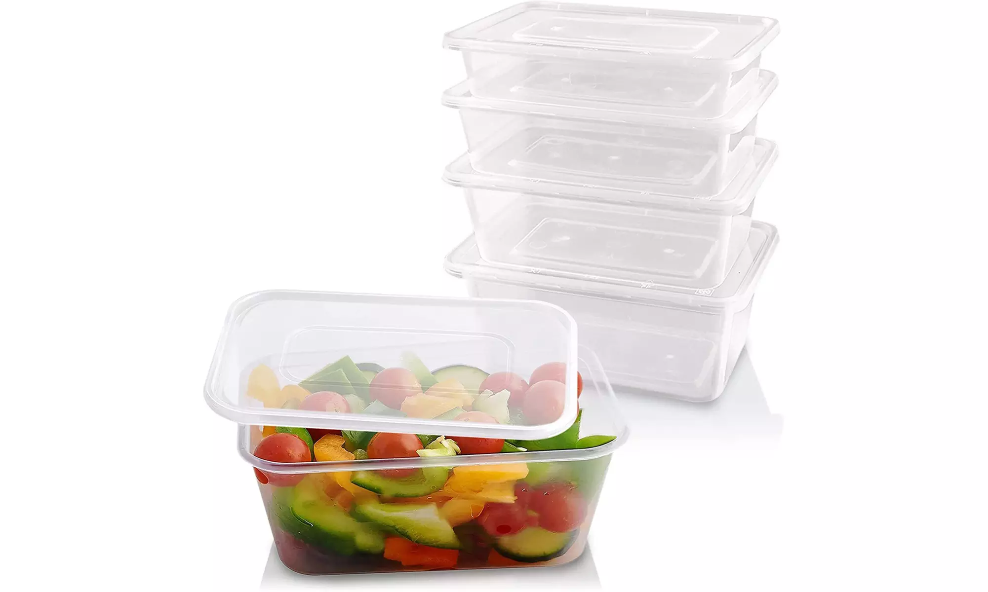 Up to 1000 Clear Plastic 500ml, 650ml, 700ml or 1000 Food Containers with Lids - Primary Image