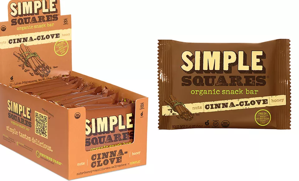 12-Pack of Simple Squares Organic Snack Bars. Multiple Flavors Available. - Second Medium