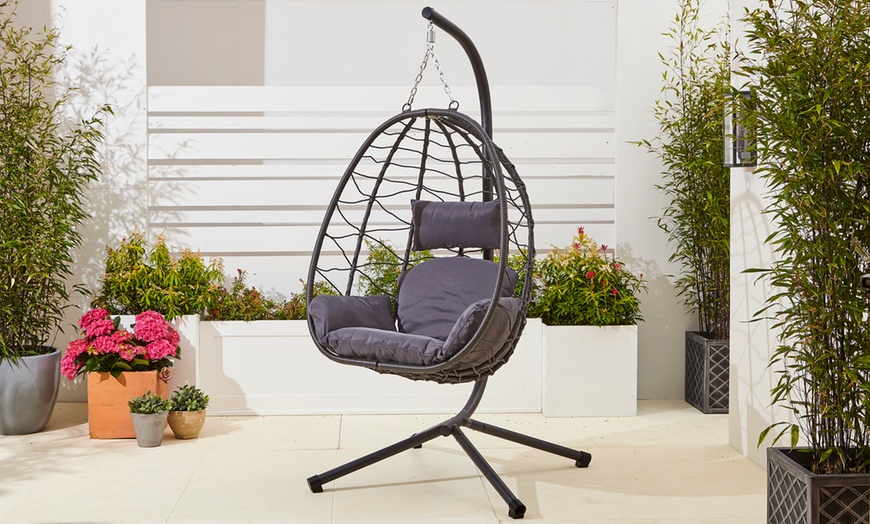 Image 6: Neo Egg Foldable Swing Hanging Chair With Cushions