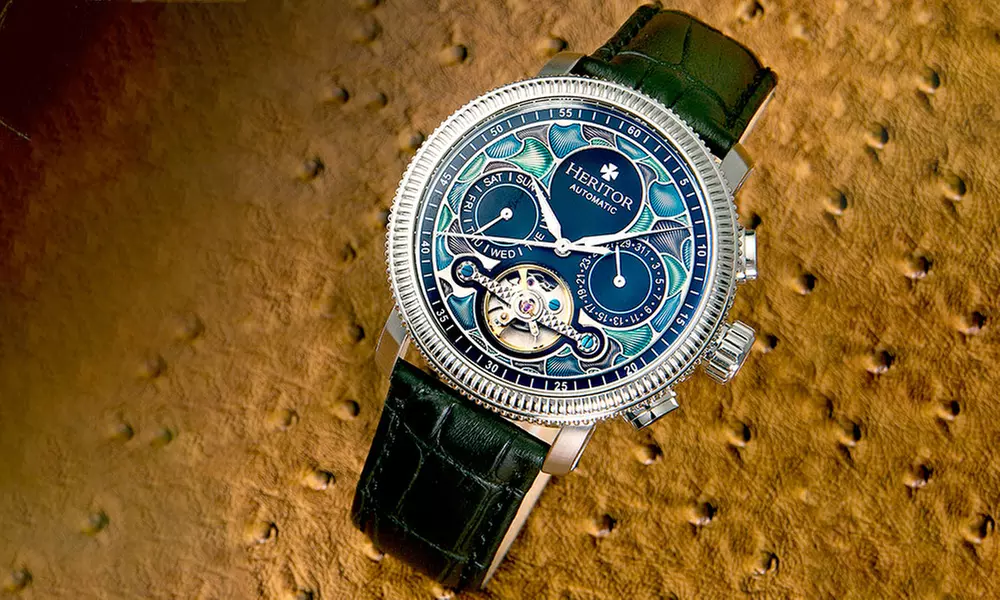 Heritor Automatic Armbanduhr für Herren mit Lederarmband in Kroko-Optik in der Farbe nach Wahl - Primary Image