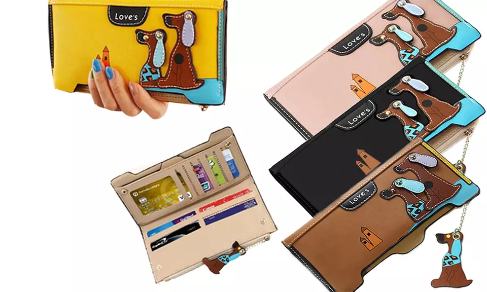 Portefeuille "Love's" avec chiens en 3D, coloris au choix - Primary Image