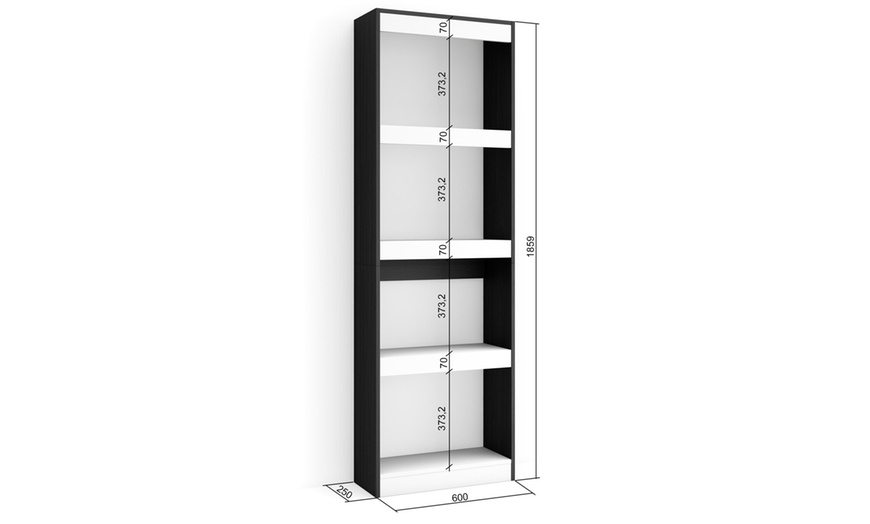 Image 10: Elegante estantería de madera porosa; 60cm x 186cm x 25cm