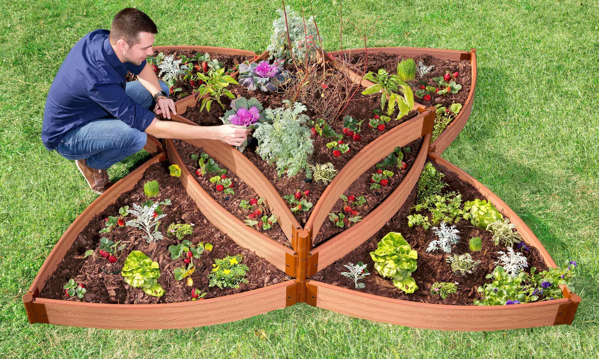Raised Garden Bed Versailles Sunburst 8ft. x 8ft. x 16.5" - Primary Image