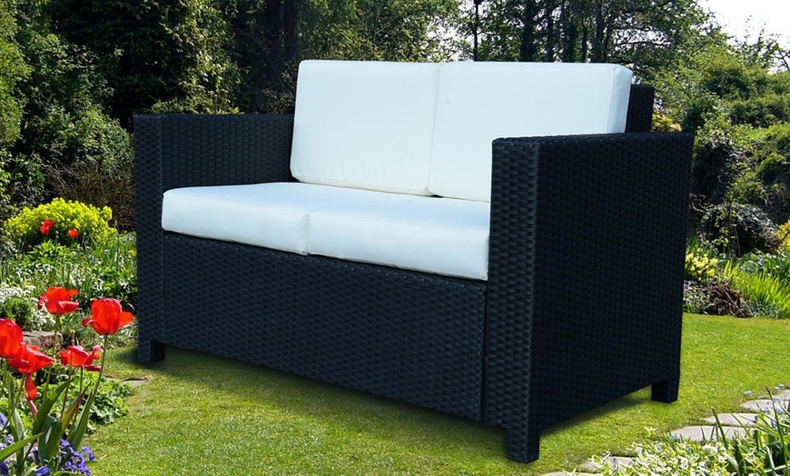 Image 2: Outsunny Rattan-Effect Love Seat