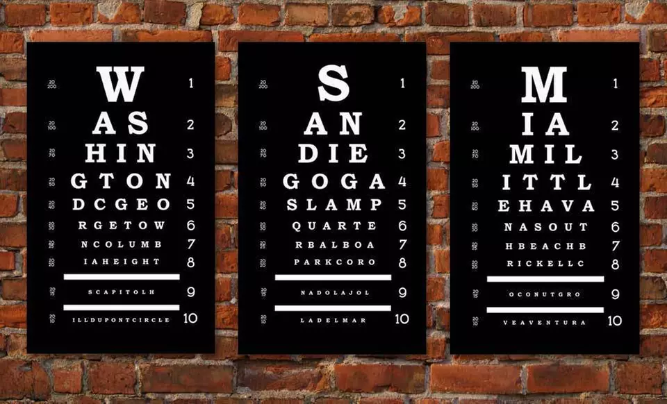 $59 for a City Eye Chart Wall Art ($209 List Price). 20 Cities Available. Free Shipping and Returns. - Second Medium