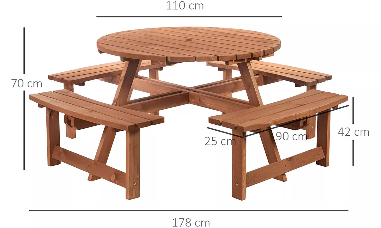 Outsunny Eight-Seater Round Picnic Table Bench
