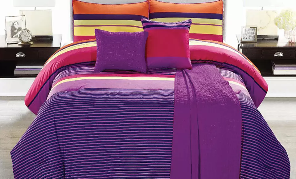 6-Piece Contemporary Comforter Set, Including Matching Coverlet. Multiple Styles and Sizes Available from $59.99–$69.99. - Primary Image