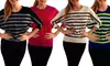 Lila Rose Striped Sweaters with 3/4-Length Sleeves. Multiple Colors Available. Free Shipping and Returns.