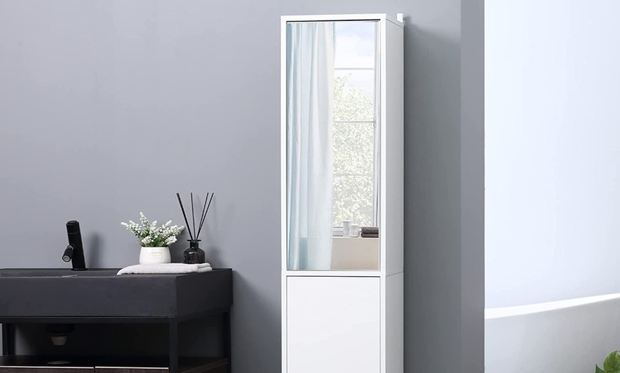 Image 14: HomCom Slim Tall Bathroom Cabinet