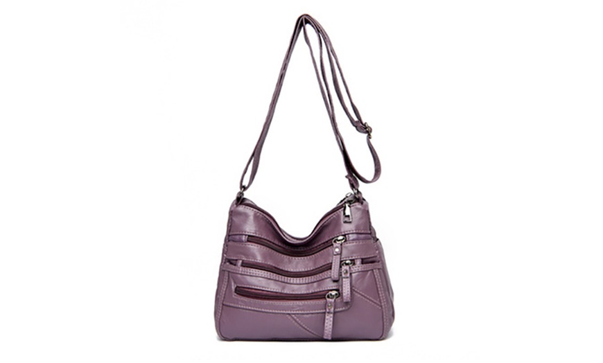 Image 12: Faux Leather Crossbody Shoulder Bag