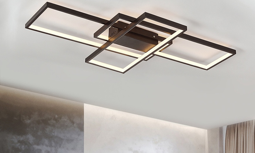 Image 1: Rectangular LED Semi Flush Ceiling Light